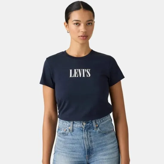 Polera Mujer The Perfect Tee Serif Stud Outline Navy Levis - Imagen 2
