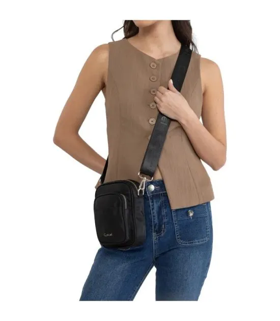 Cartera Bandolera Pequeña Textil Negro CAR3582 Gacel - Imagen 5
