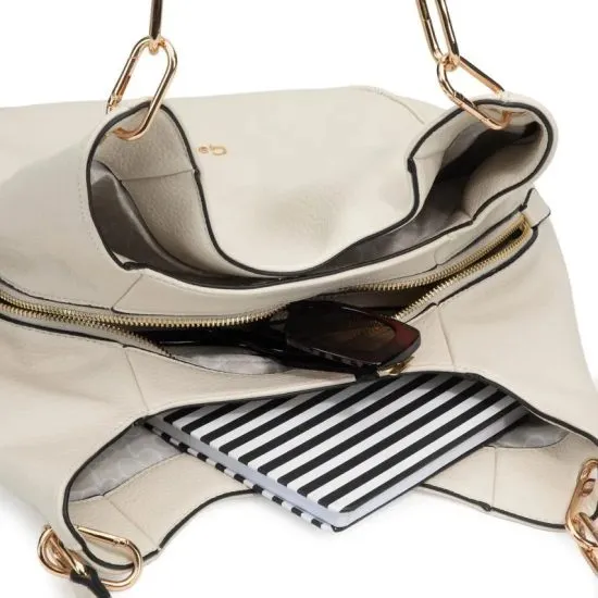 Cartera Dos Asas Grande Graneado Off White CAR3546 Gacel - Imagen 3