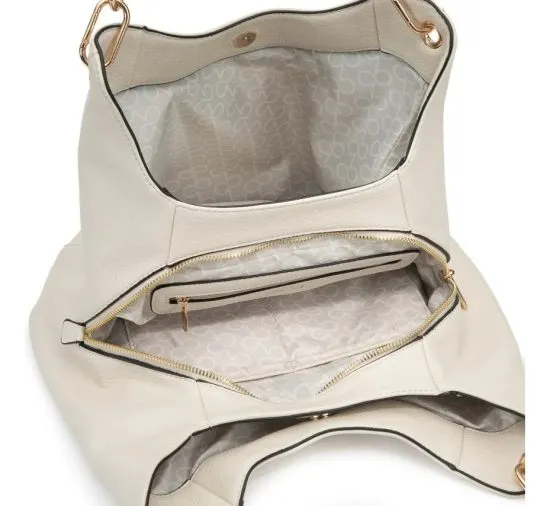 Cartera Dos Asas Grande Graneado Off White CAR3546 Gacel - Imagen 4