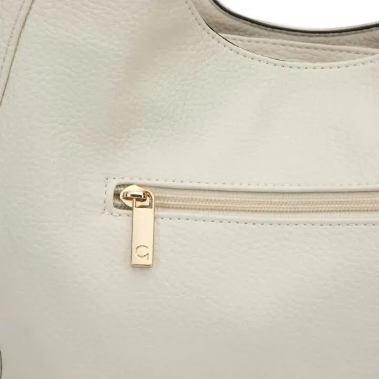 Cartera Dos Asas Grande Graneado Off White CAR3546 Gacel - Imagen 6