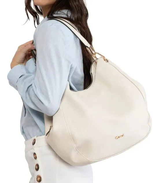 Cartera Dos Asas Grande Graneado Off White CAR3546 Gacel - Imagen 9