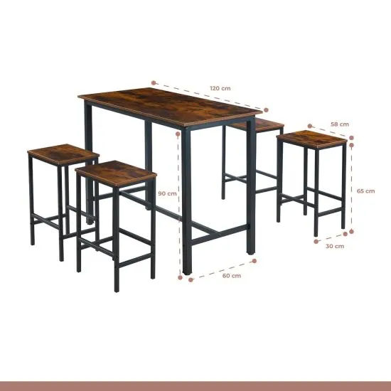 Set Comedor Para Cocina Con Taburetes De Madera Industrial Klik - Imagen 2