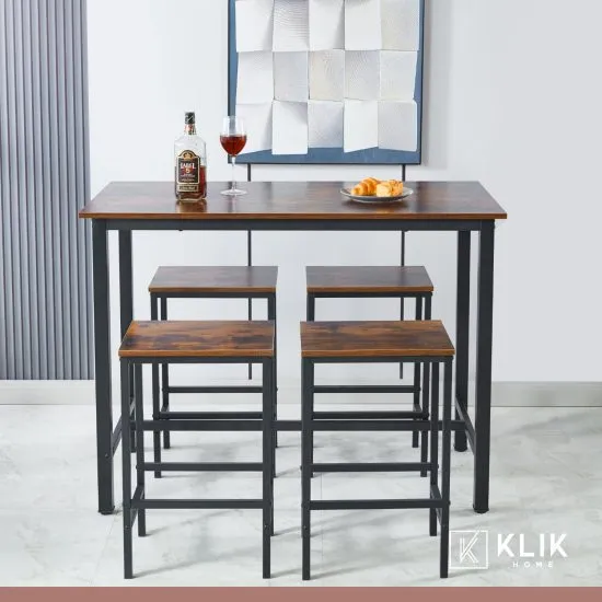 Set Comedor Para Cocina Con Taburetes De Madera Industrial Klik - Imagen 3