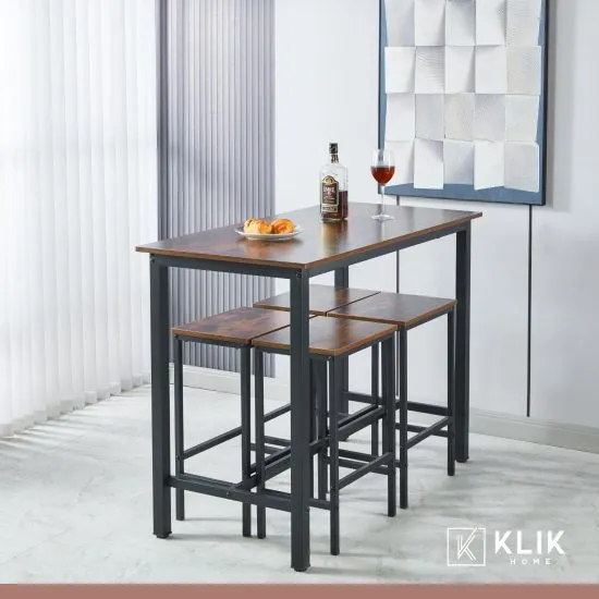 Set Comedor Para Cocina Con Taburetes De Madera Industrial Klik - Imagen 5