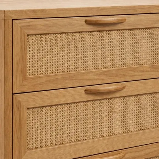 Velador Calma Rattan De Madera Clara Con Cajones Klik - Imagen 6