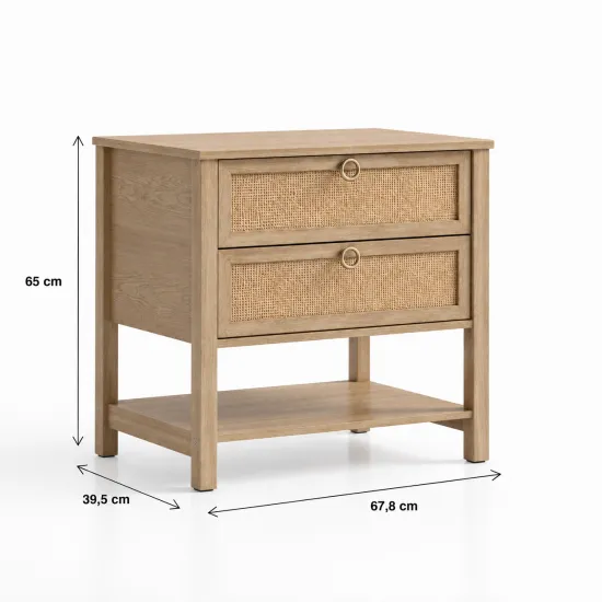 Velador Duna Rattan Ancho Con Cajones De Ratan Klik - Imagen 2