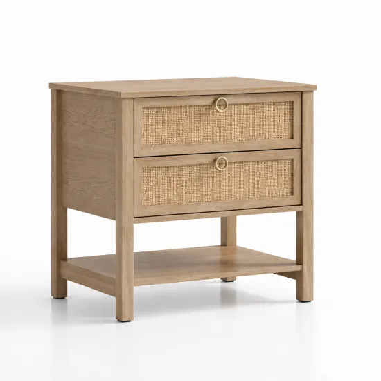 Velador Duna Rattan Ancho Con Cajones De Ratan Klik - Imagen 3