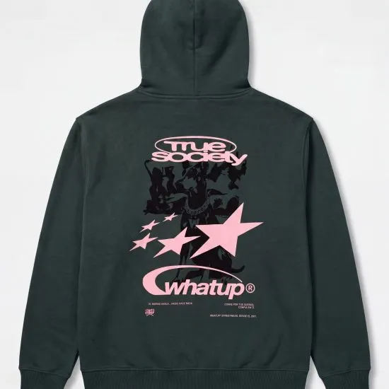 Poleron Hombre Hoodie True Society Green Pink Whatup - Imagen 2