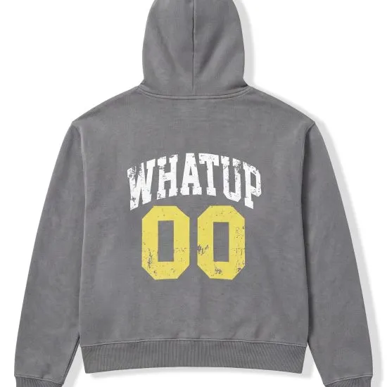 Poleron Hombre Hoddie Logo Orange Grey Whatup - Imagen 2