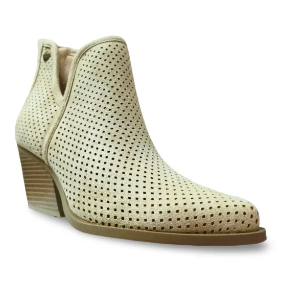 Botin Mujer Beige Perforado Microfibra Poeme - Imagen 4