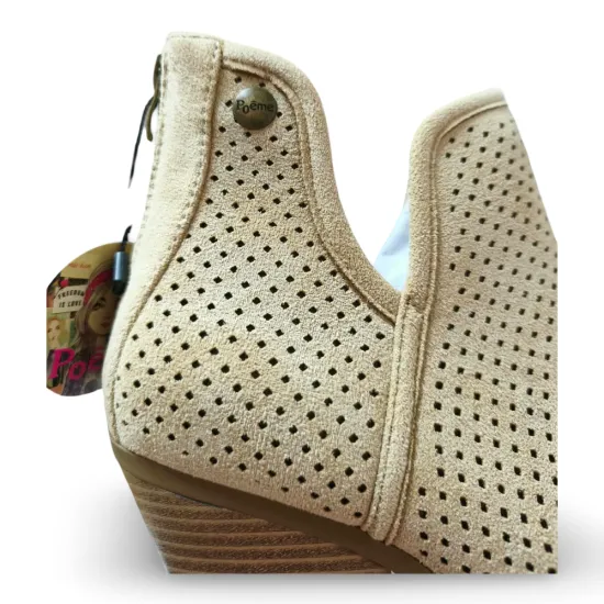 Botin Mujer Beige Perforado Microfibra Poeme - Imagen 5