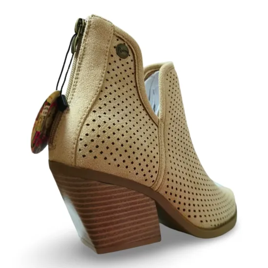 Botin Mujer Beige Perforado Microfibra Poeme - Imagen 7