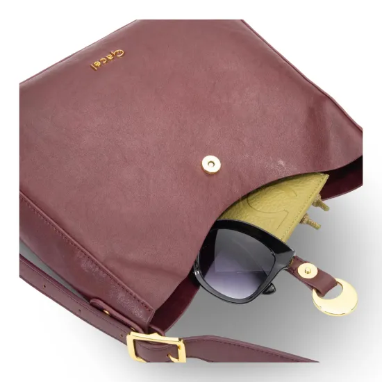 Cartera Bandolera Grande Craquele Burdeo CAR3577 Gacel - Imagen 7