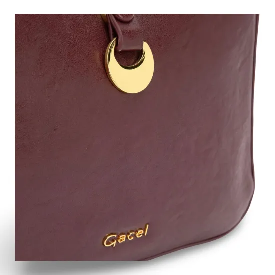 Cartera Bandolera Grande Craquele Burdeo CAR3577 Gacel - Imagen 8