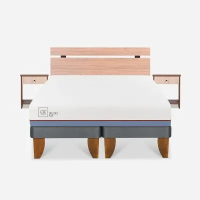 Cama Europea 2 Plazas Excellence Plus Base Dividida + Set Olmo