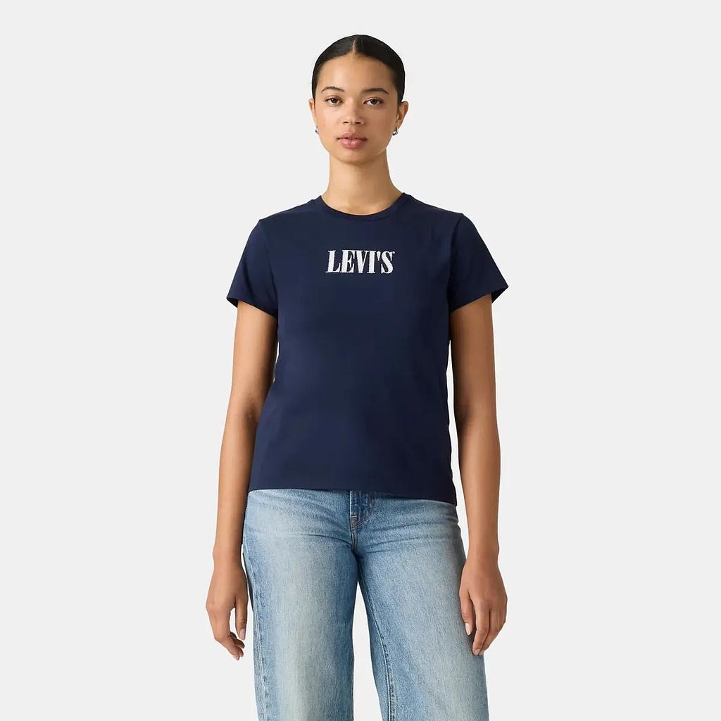 Polera Mujer The Perfect Tee Serif Stud Outline Navy Levis