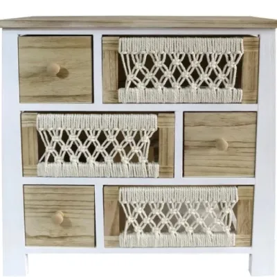 Gabinete Blanco Macrame 6 Cajones Sorento