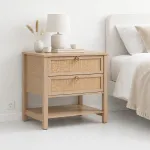 Velador Duna Rattan Ancho Con Cajones De Ratan Klik