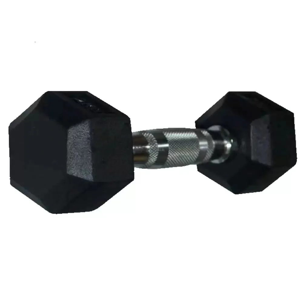 Mancuerna Individual Hexagonal Cromada de Goma 17.5 Kg