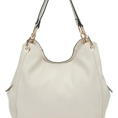 Cartera Dos Asas Grande Graneado Off White CAR3546 Gacel