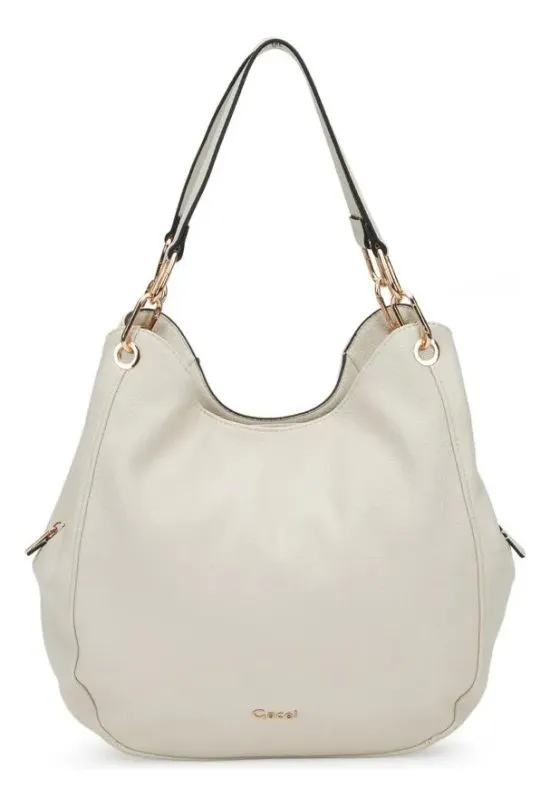 Cartera Dos Asas Grande Graneado Off White CAR3546 Gacel