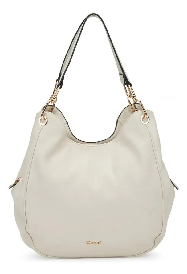 Cartera Dos Asas Grande Graneado Off White CAR3546 Gacel