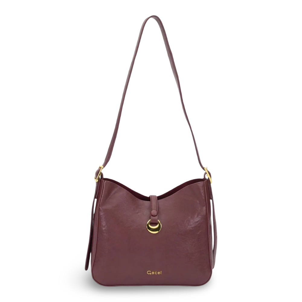 Cartera Bandolera Grande Craquele Burdeo CAR3577 Gacel