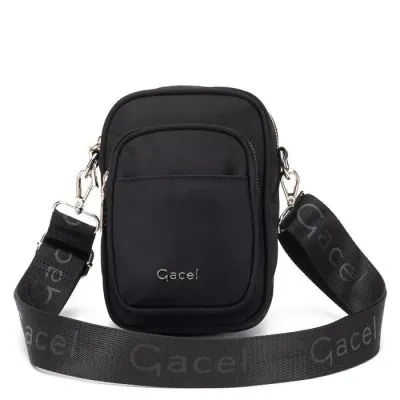 Cartera Bandolera Pequeña Textil Negro CAR3582 Gacel