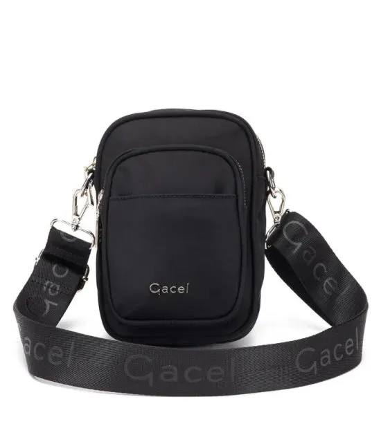 Cartera Bandolera Pequeña Textil Negro CAR3582 Gacel