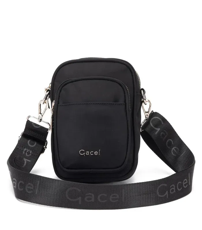Cartera Bandolera Pequeña Textil Negro CAR3582 Gacel