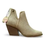 Botin Mujer Beige Perforado Microfibra Poeme