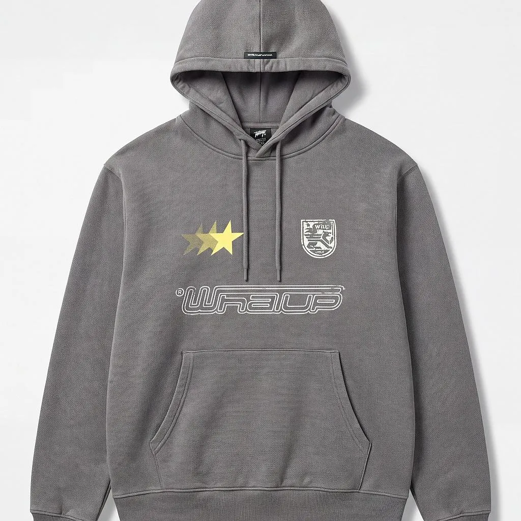 Poleron Hombre Hoddie Logo Orange Grey Whatup