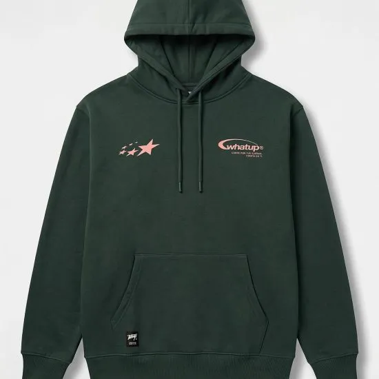 Poleron Hombre Hoodie True Society Green Pink Whatup