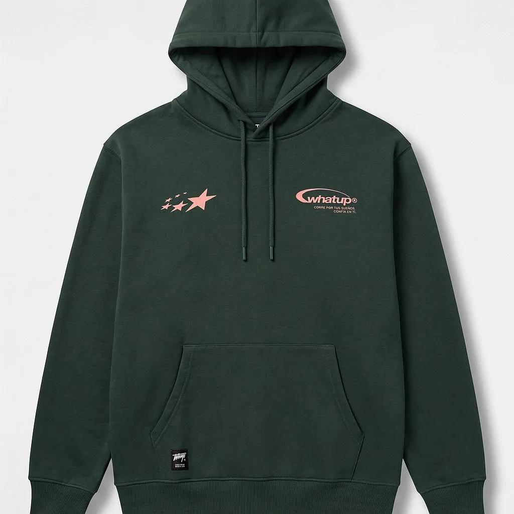 Poleron Hombre Hoodie True Society Green Pink Whatup