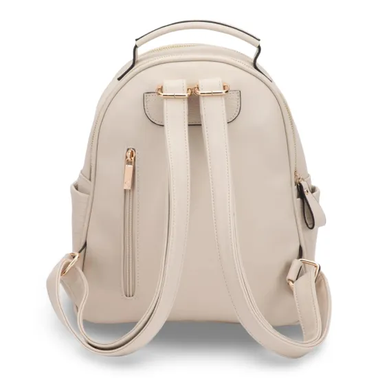 Mochila Pequeña Cuero Sintetico Off White CAR3669 Gacel - Imagen 4