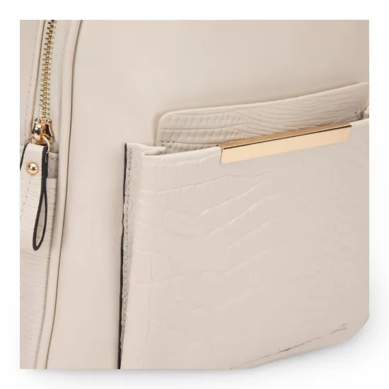 Mochila Pequeña Cuero Sintetico Off White CAR3669 Gacel - Imagen 6