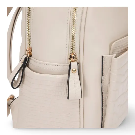 Mochila Pequeña Cuero Sintetico Off White CAR3669 Gacel - Imagen 7