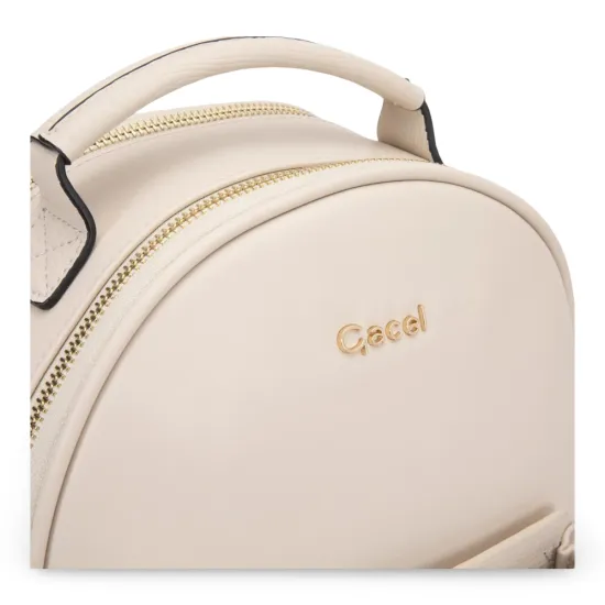 Mochila Pequeña Cuero Sintetico Off White CAR3669 Gacel - Imagen 8