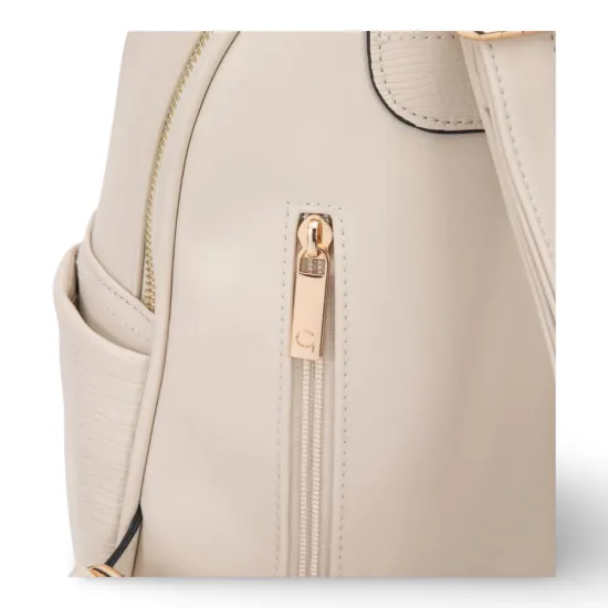Mochila Pequeña Cuero Sintetico Off White CAR3669 Gacel - Imagen 9