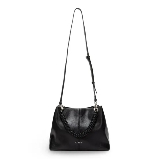 Cartera Bandolera Grande Craquele Negro CAR3633 Gacel - Imagen 2