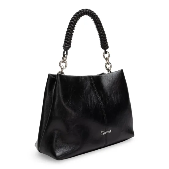 Cartera Bandolera Grande Craquele Negro CAR3633 Gacel - Imagen 4