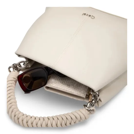 Cartera Bandolera Grande Craquele Off White CAR3634 Gacel - Imagen 8