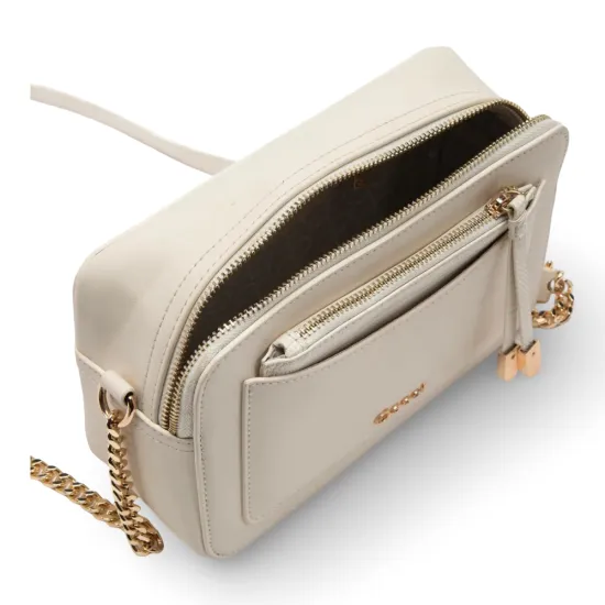 Cartera bandolera Grande Cuero Sintetico Off White CAR3302 Gacel - Imagen 2
