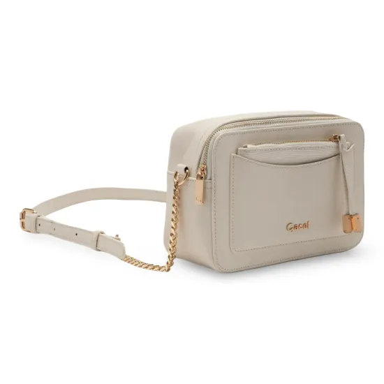 Cartera bandolera Grande Cuero Sintetico Off White CAR3302 Gacel - Imagen 4