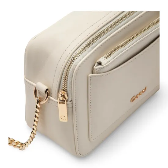 Cartera bandolera Grande Cuero Sintetico Off White CAR3302 Gacel - Imagen 6