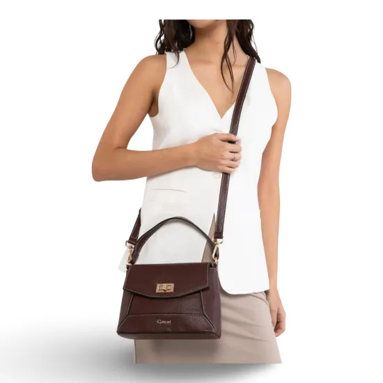 Cartera Bandolera Grande Graneado Chocolate CAR3558 Gacel - Imagen 4