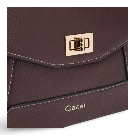 Cartera Bandolera Grande Graneado Chocolate CAR3558 Gacel - Imagen 5