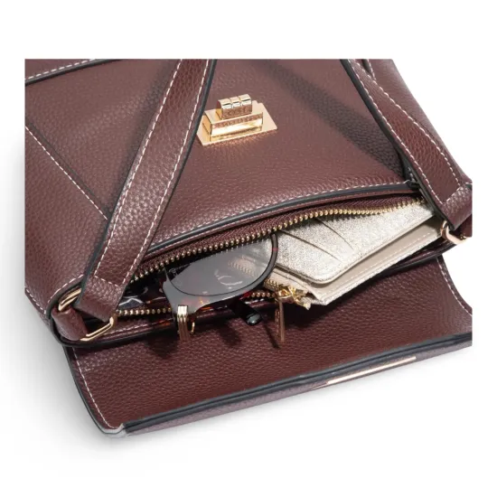 Cartera Bandolera Grande Graneado Chocolate CAR3558 Gacel - Imagen 9