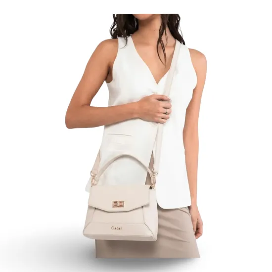 Cartera Bandolera Grande Graneado Off White CAR3557 Gacel - Imagen 4